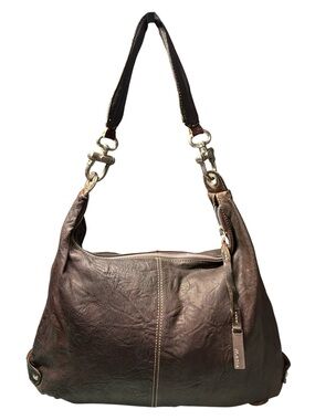 Mania Made in Italy Distressed Brown Leather Hobo
